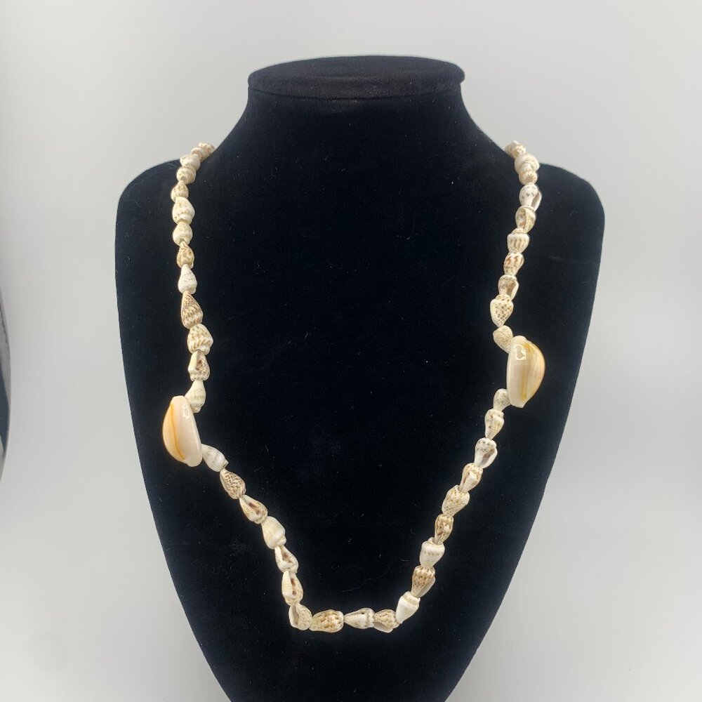 Vintage Boho Seashell Necklace with Large Cowrie Shell Accents